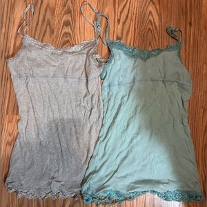 Girls Size 12 Justice Gray and Blue Lace Trim Camisoles